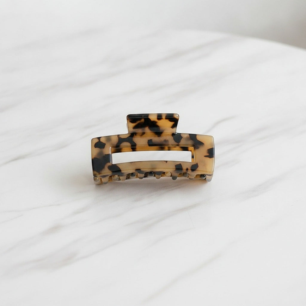 Tortoiseshell Beaded Hair Claw Clip - Tortoiseshell Tan 7.8cm