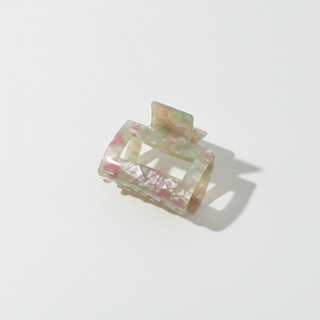 Marbled Pink Green Flower Hair Claw Clip – hair accessories (view 1)