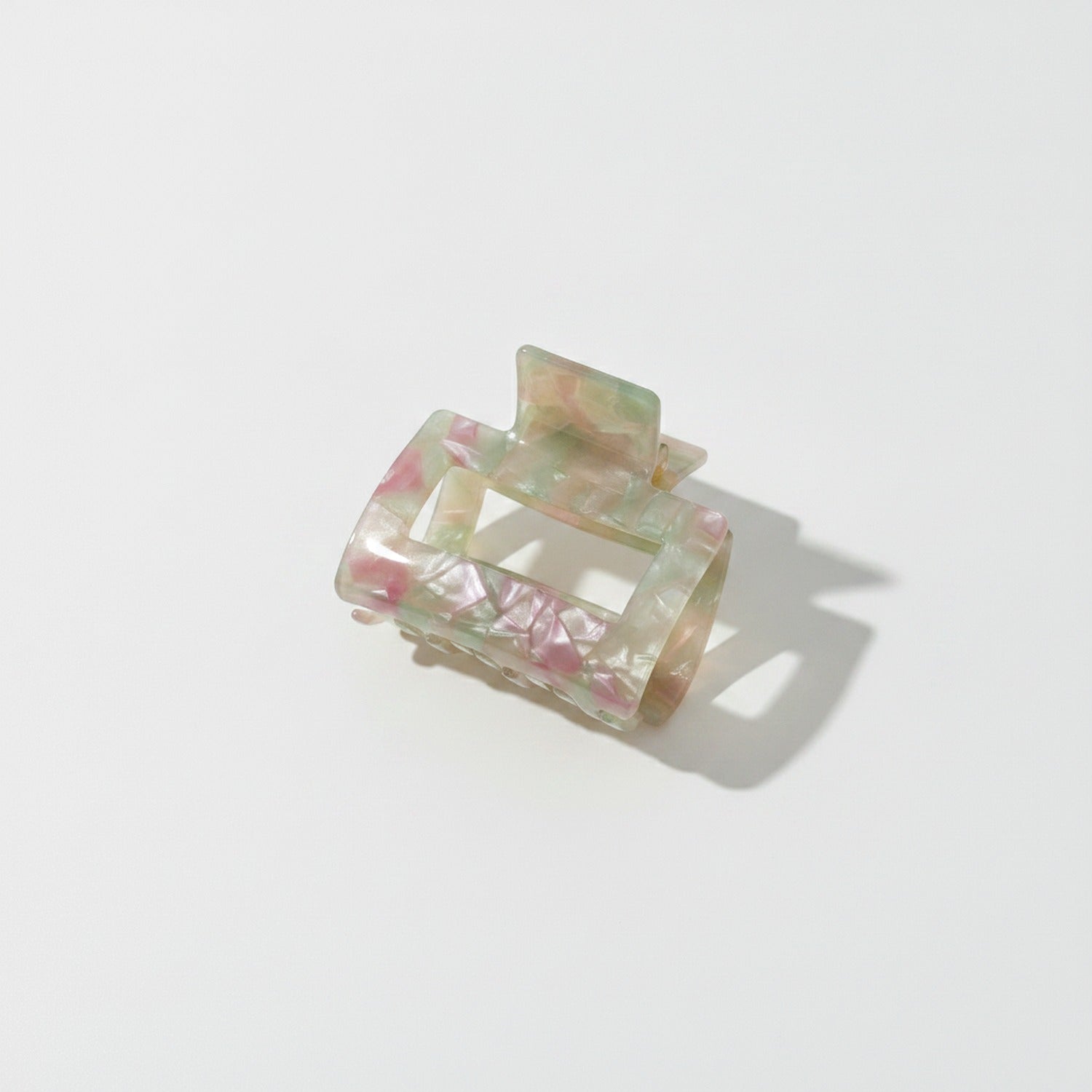 Marbled Pink Green Flower Hair Claw Clip