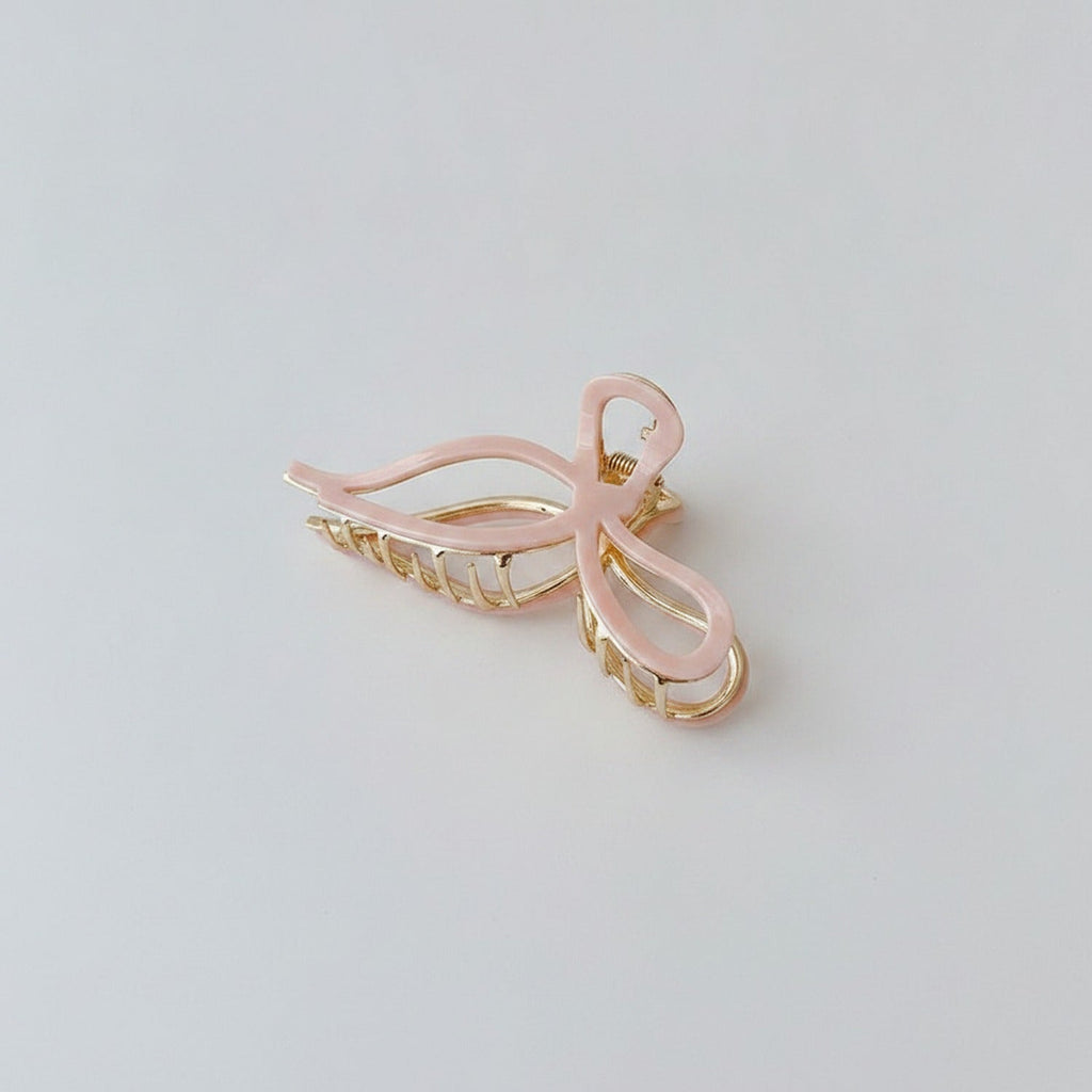 Blush Bow Hair Claw Clip - Korean Pink 11.5cm