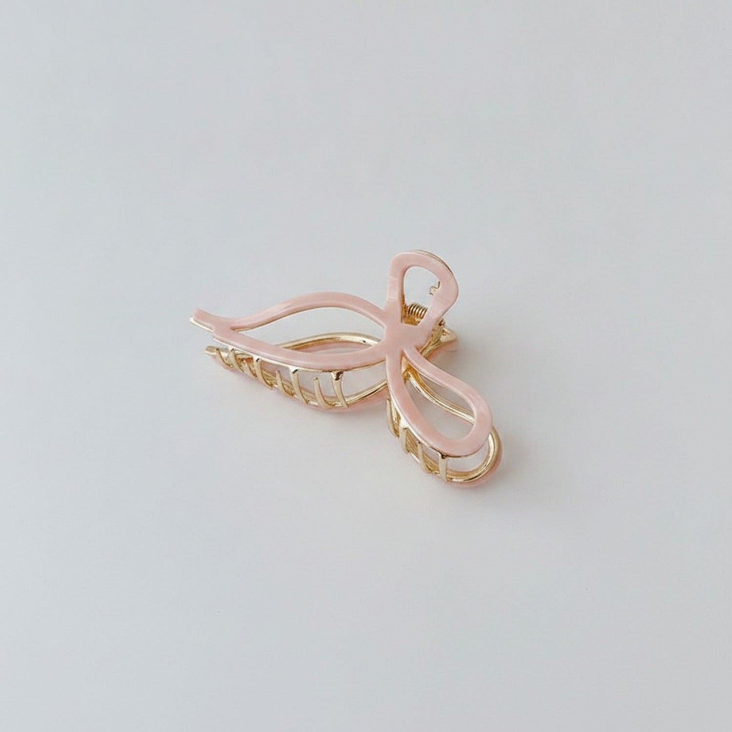 Blush Bow Hair Claw Clip - Korean Pink 11.5cm