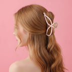 Blush Bow Hair Claw Clip - Korean Pink 11.5cm