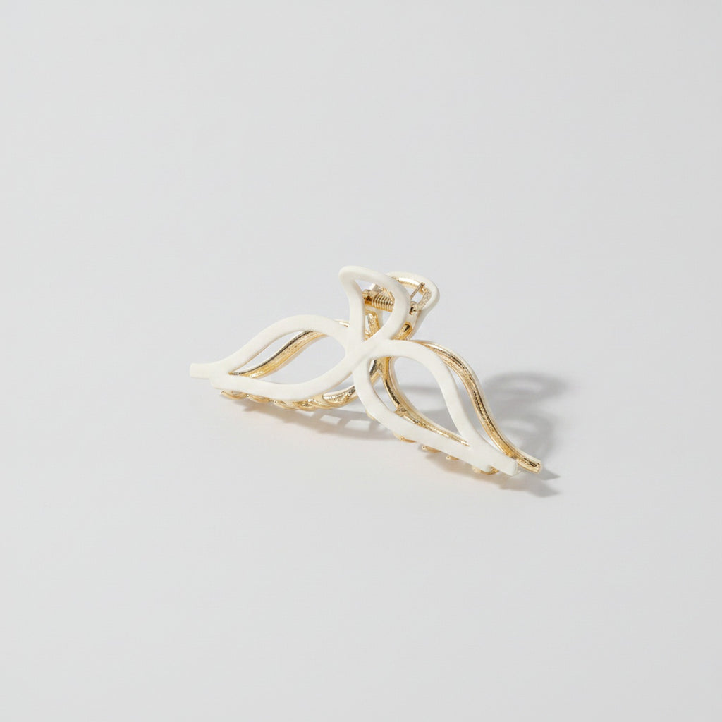 Blush Bow Hair Claw Clip - Pearl White 11.5cm
