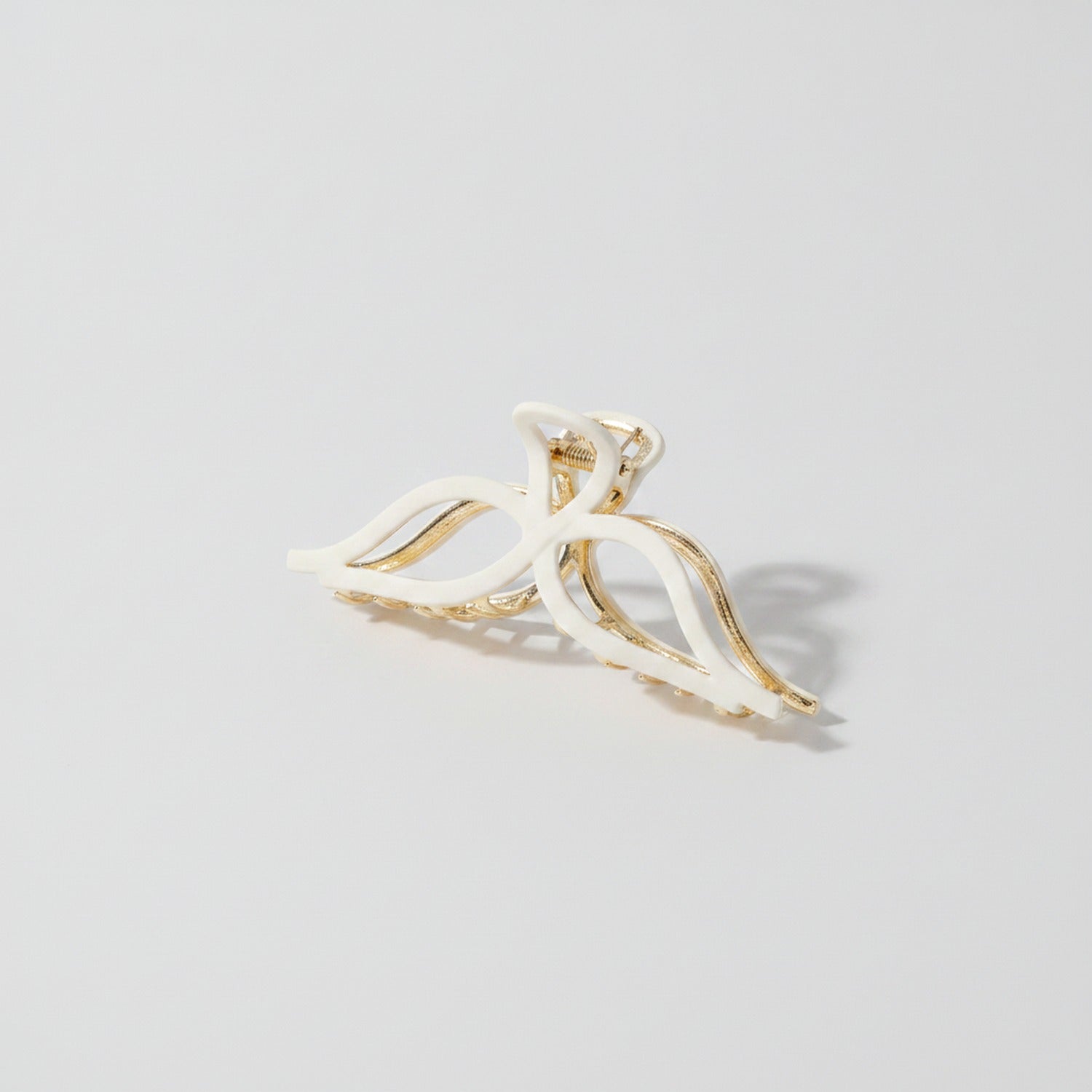Blush Bow Hair Claw Clip - Pearl White 11.5cm