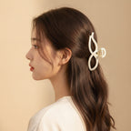 Blush Bow Hair Claw Clip - Pearl White 11.5cm