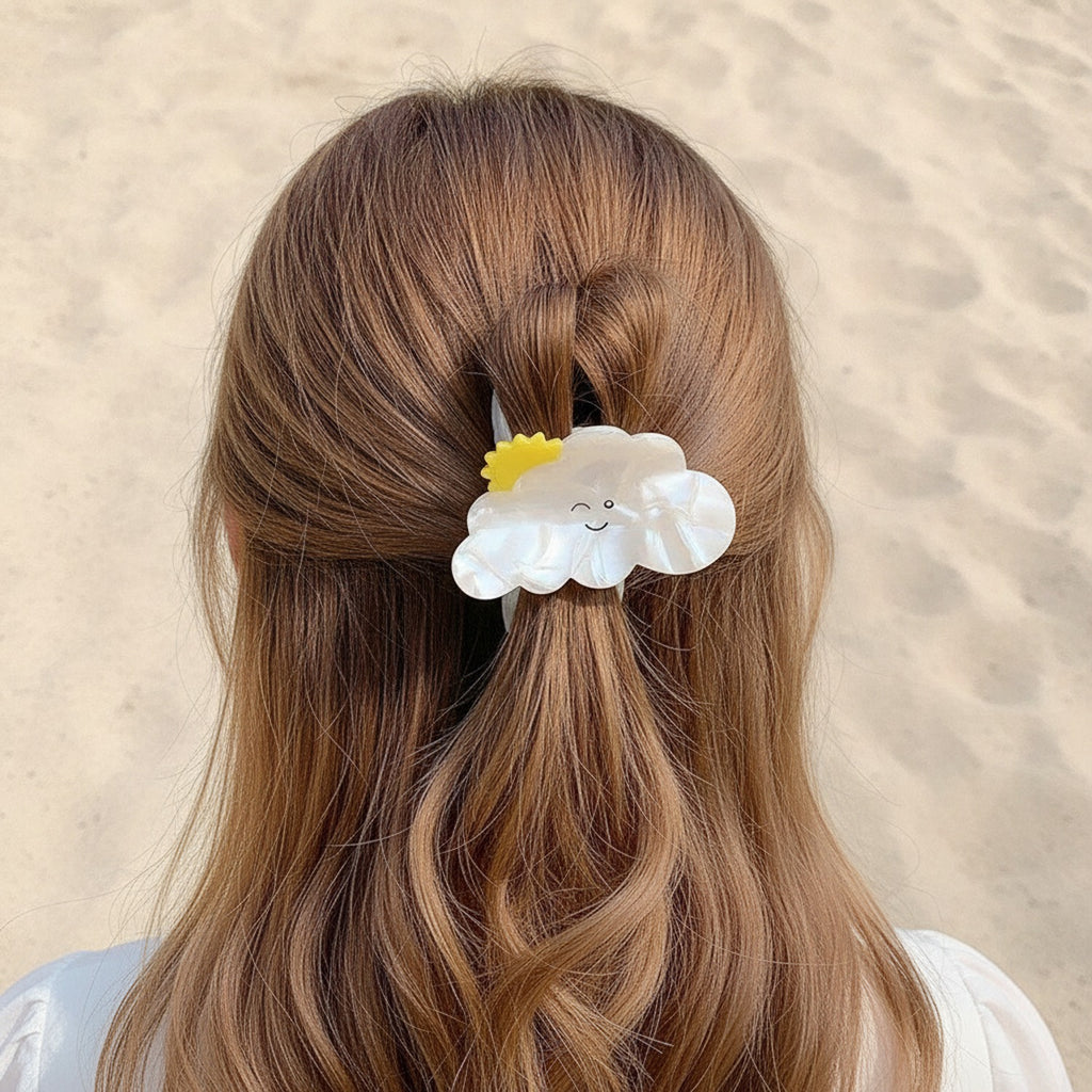 Cloud Hair Claw With Yellow Star Charm – hair accessories (view 3)
