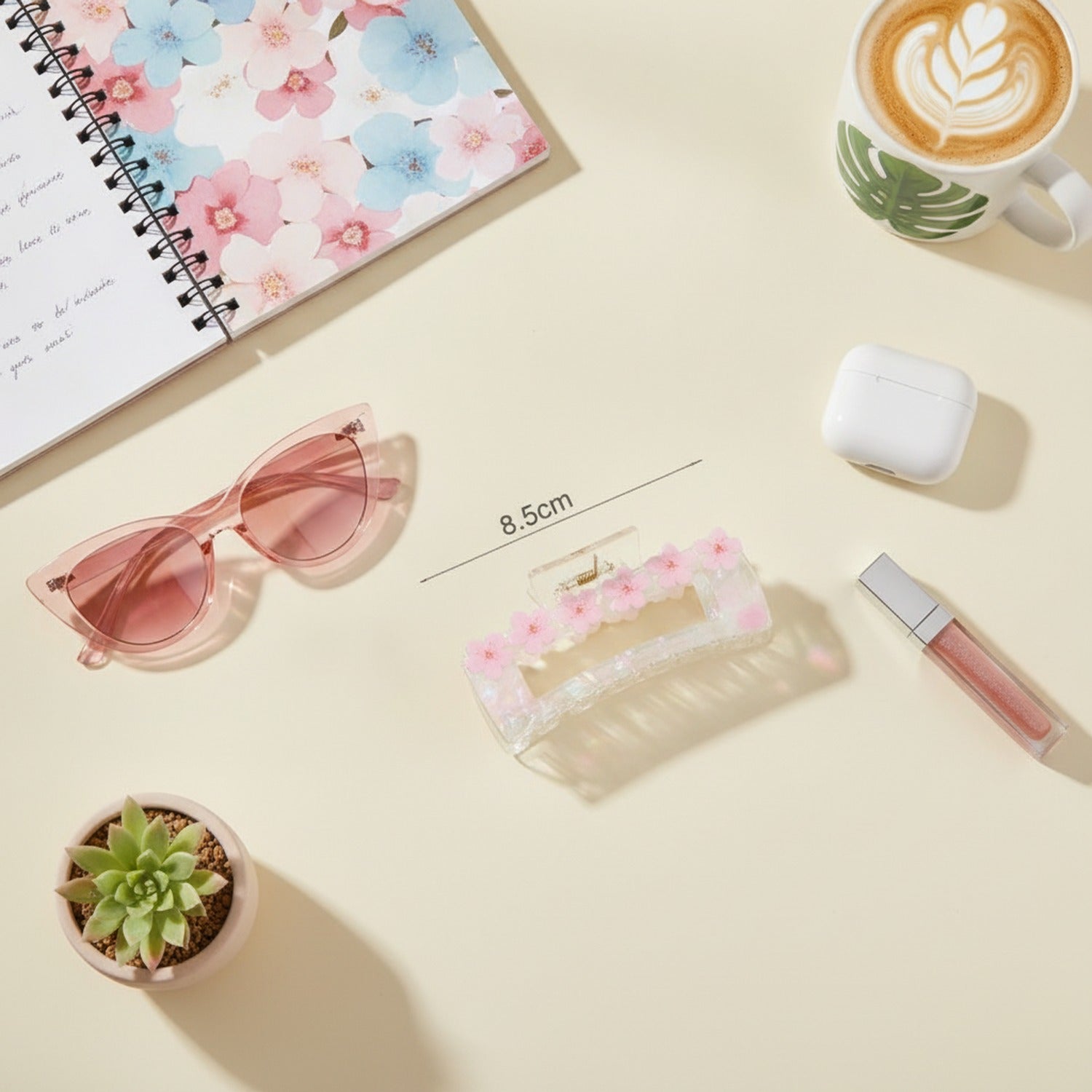 Floral Hair Claw Clip Acetate - Pink 10.5cm