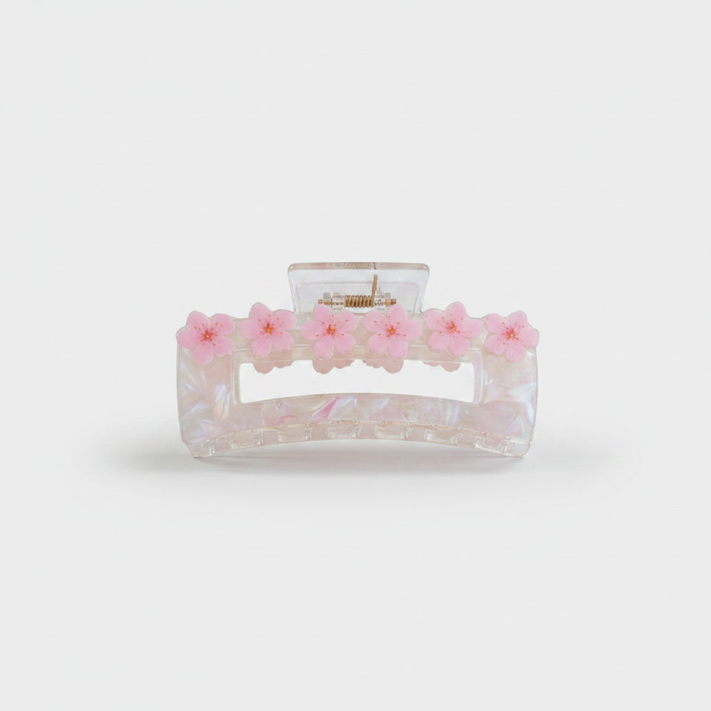 Floral Hair Claw Clip Acetate - Pink 10.5cm – hair accessories (view 1)