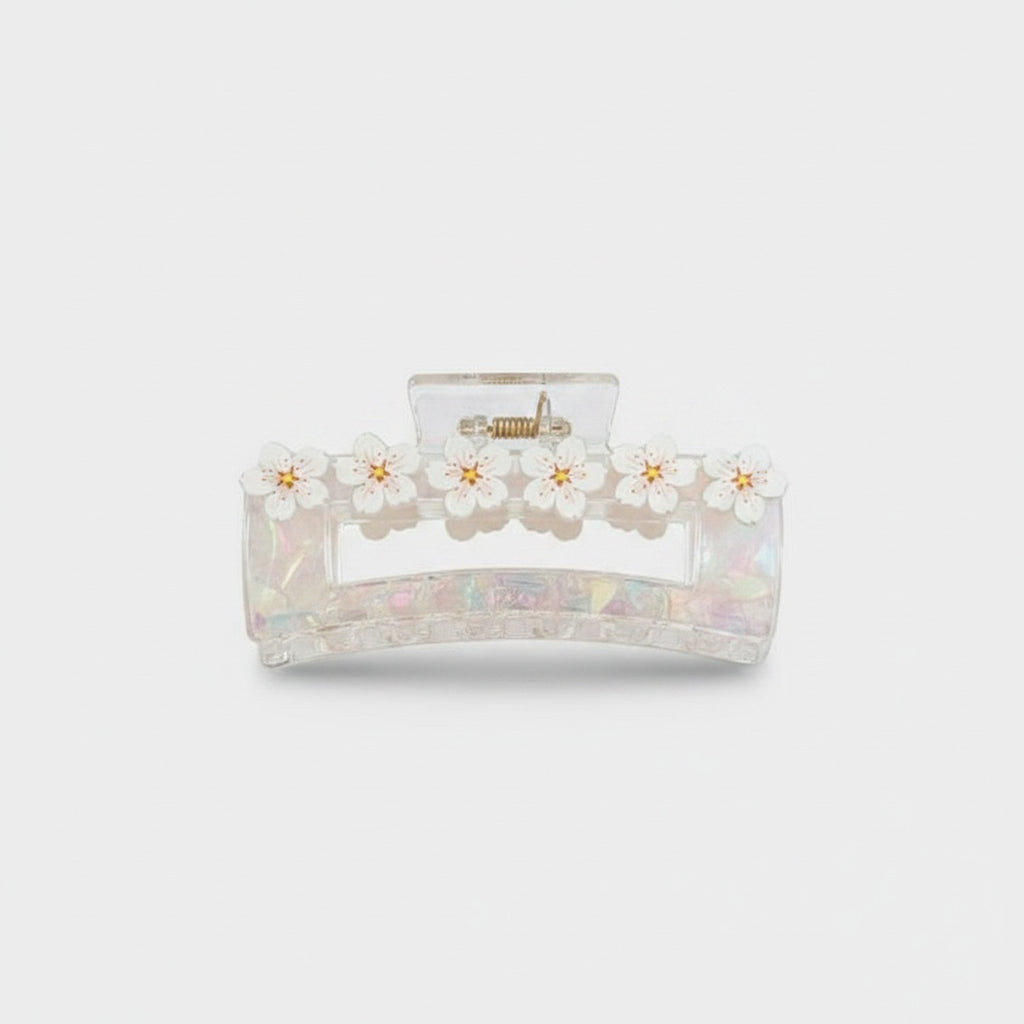 Floral Hair Claw Clip Acetate - White – hair accessories (view 1)