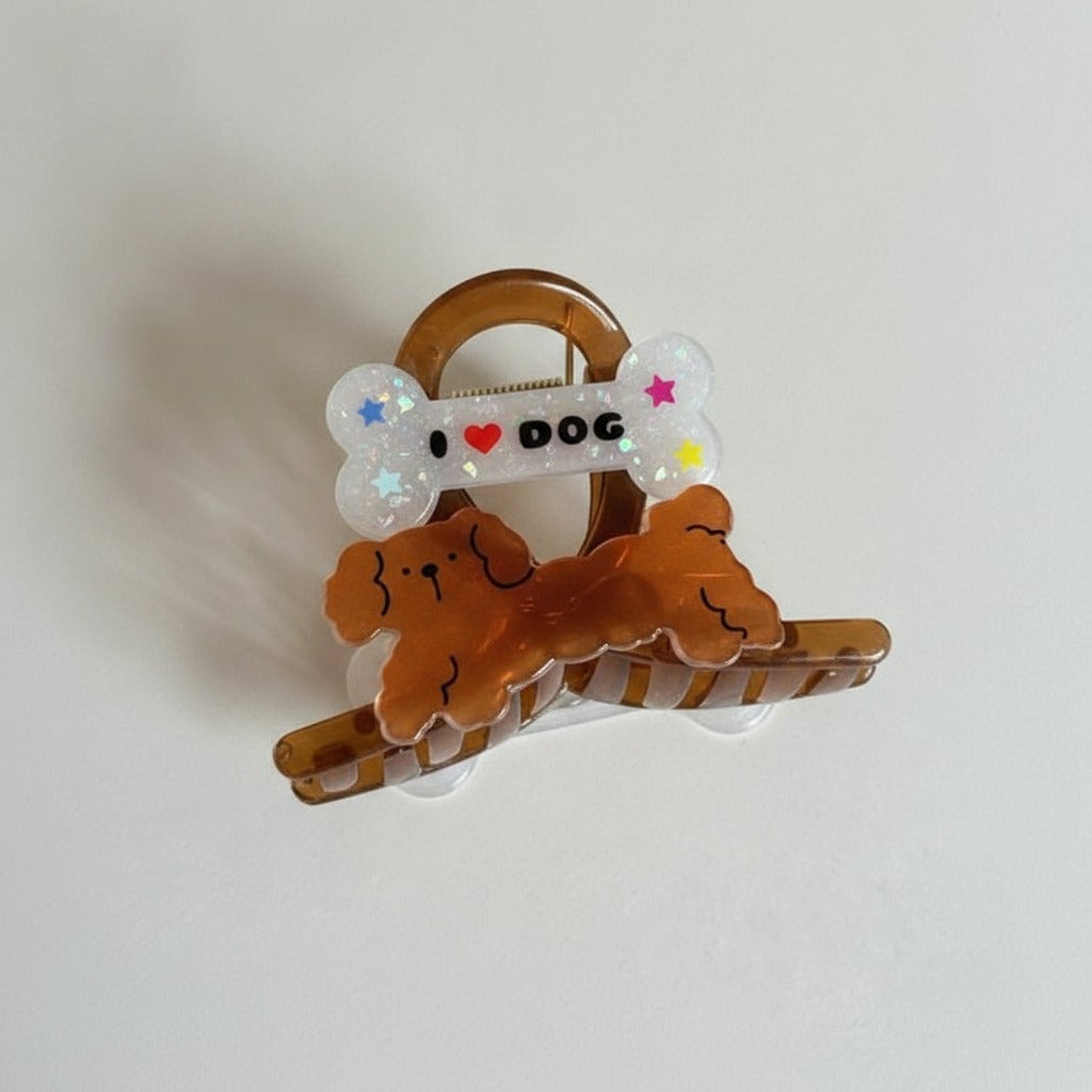 Tortoiseshell Hair Claw With Flower Charm – hair accessories (view 1)