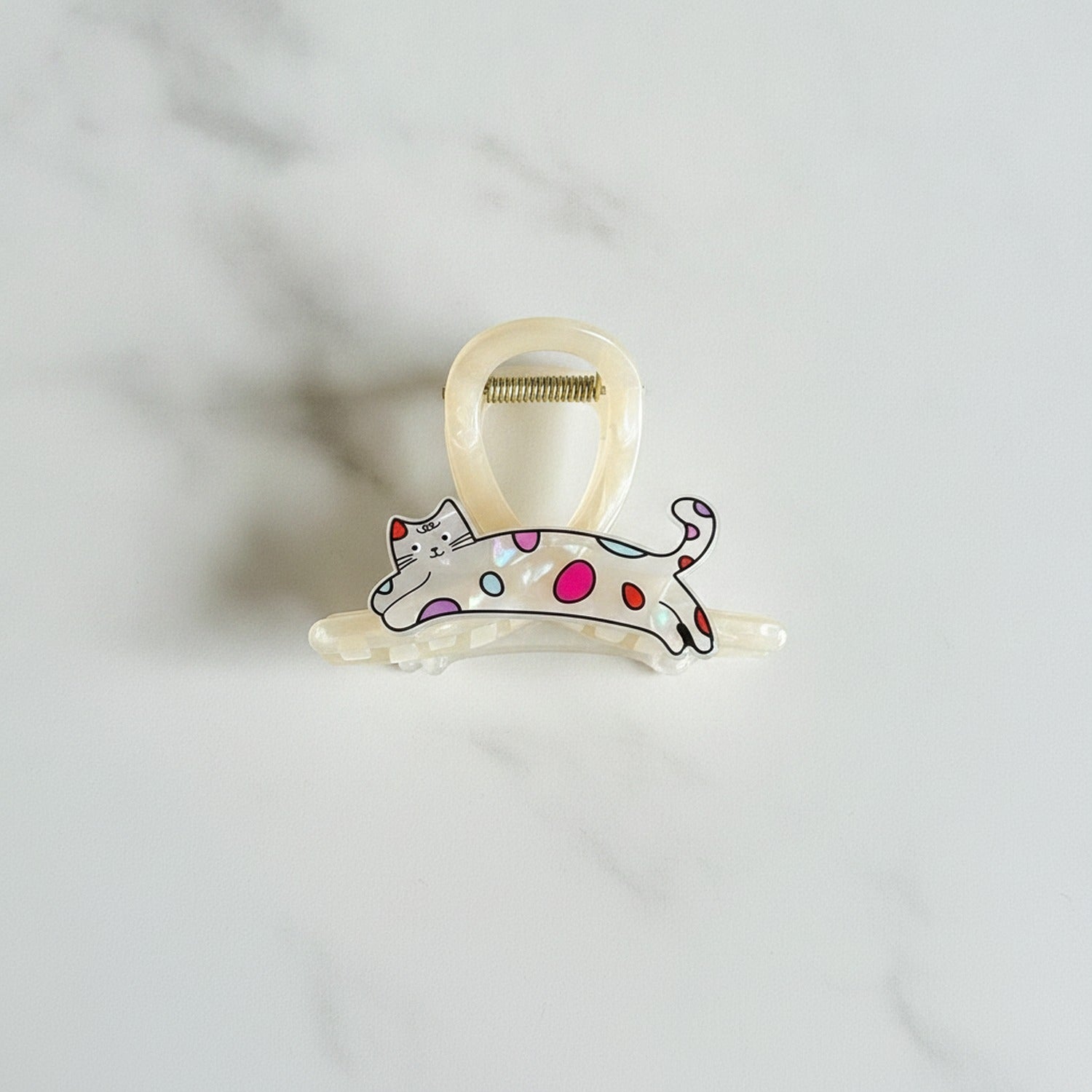 Colorful Polka Dot Cat Hair Claw Clip