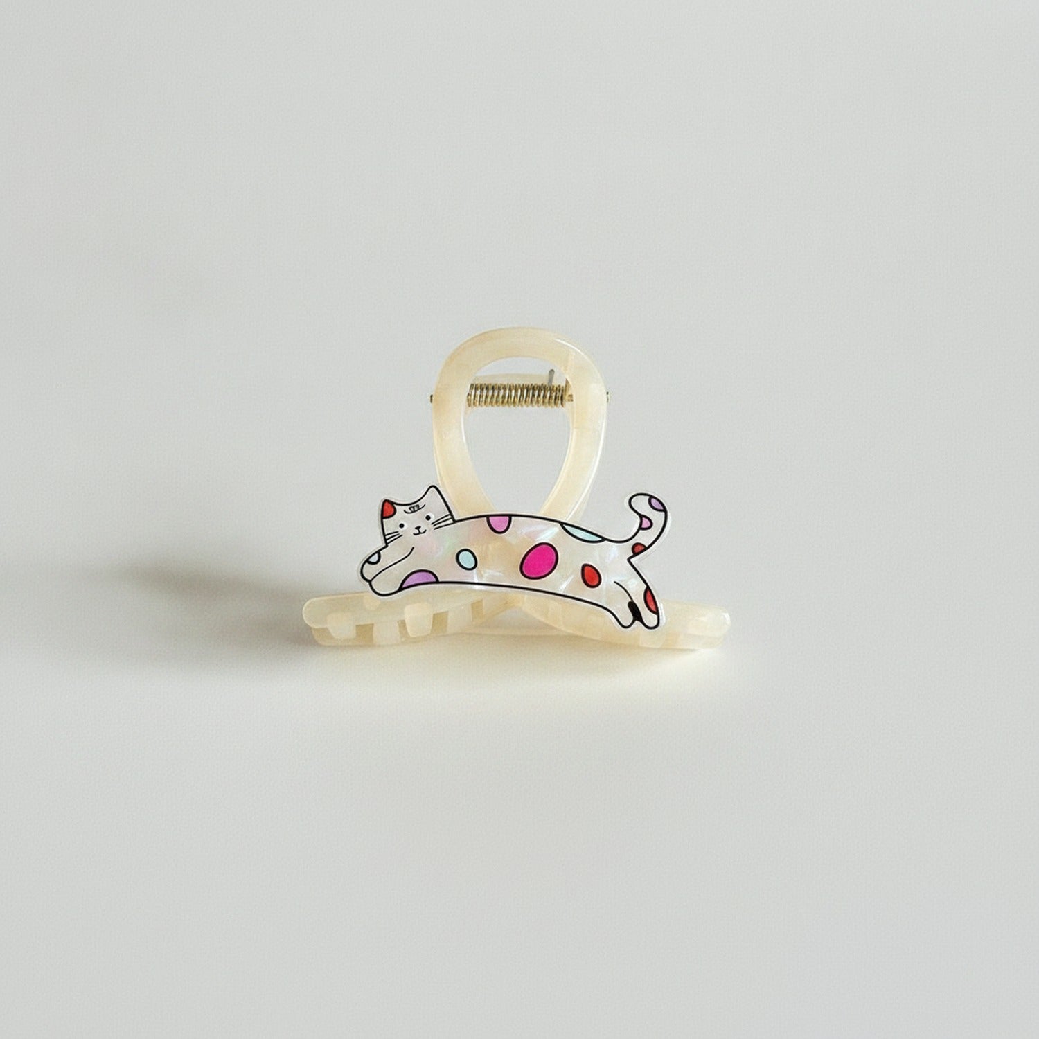 Colorful Polka Dot Cat Hair Claw Clip