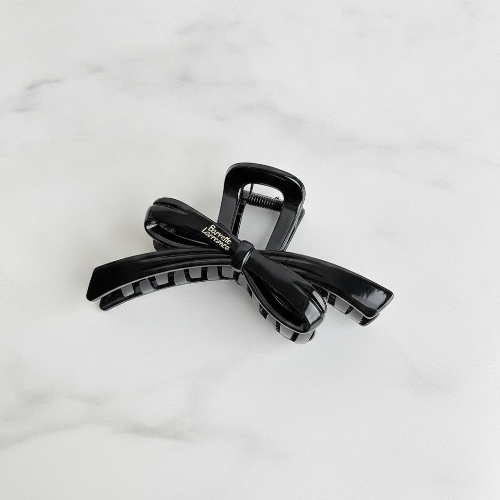 Bow Hair Claw Clip - Black 12.4cm