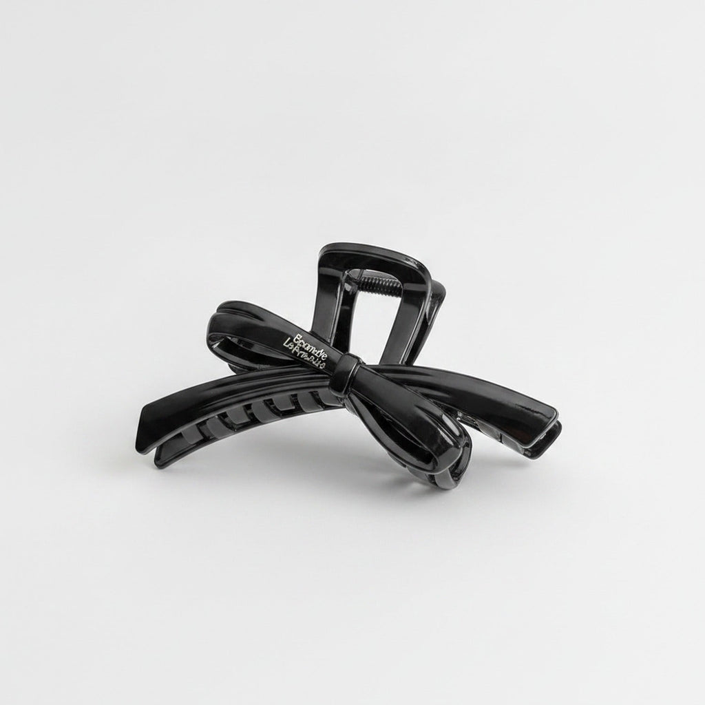 Bow Hair Claw Clip - Black 12.4cm