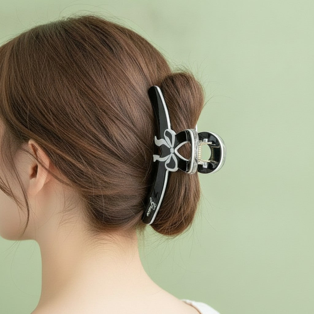Rhinestone Bow Hair Claw Clip - Medium - 11cm