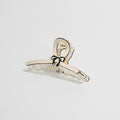 Rhinestone Bow Hair Claw Clip - Beige Medium 11cm