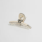 Rhinestone Bow Hair Claw Clip - Beige Medium 11cm