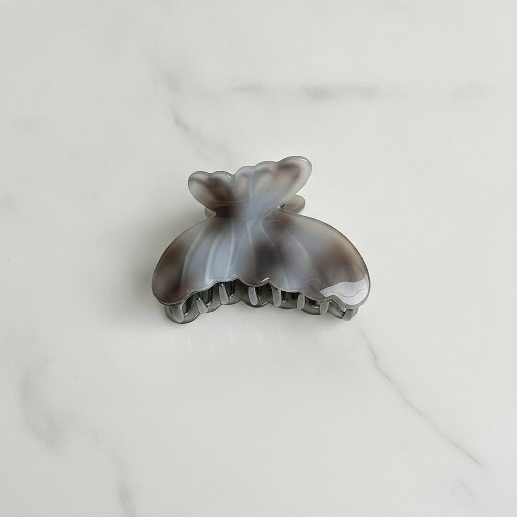 Marbled Butterfly Hair Claw Clip - Gray 6.4cm