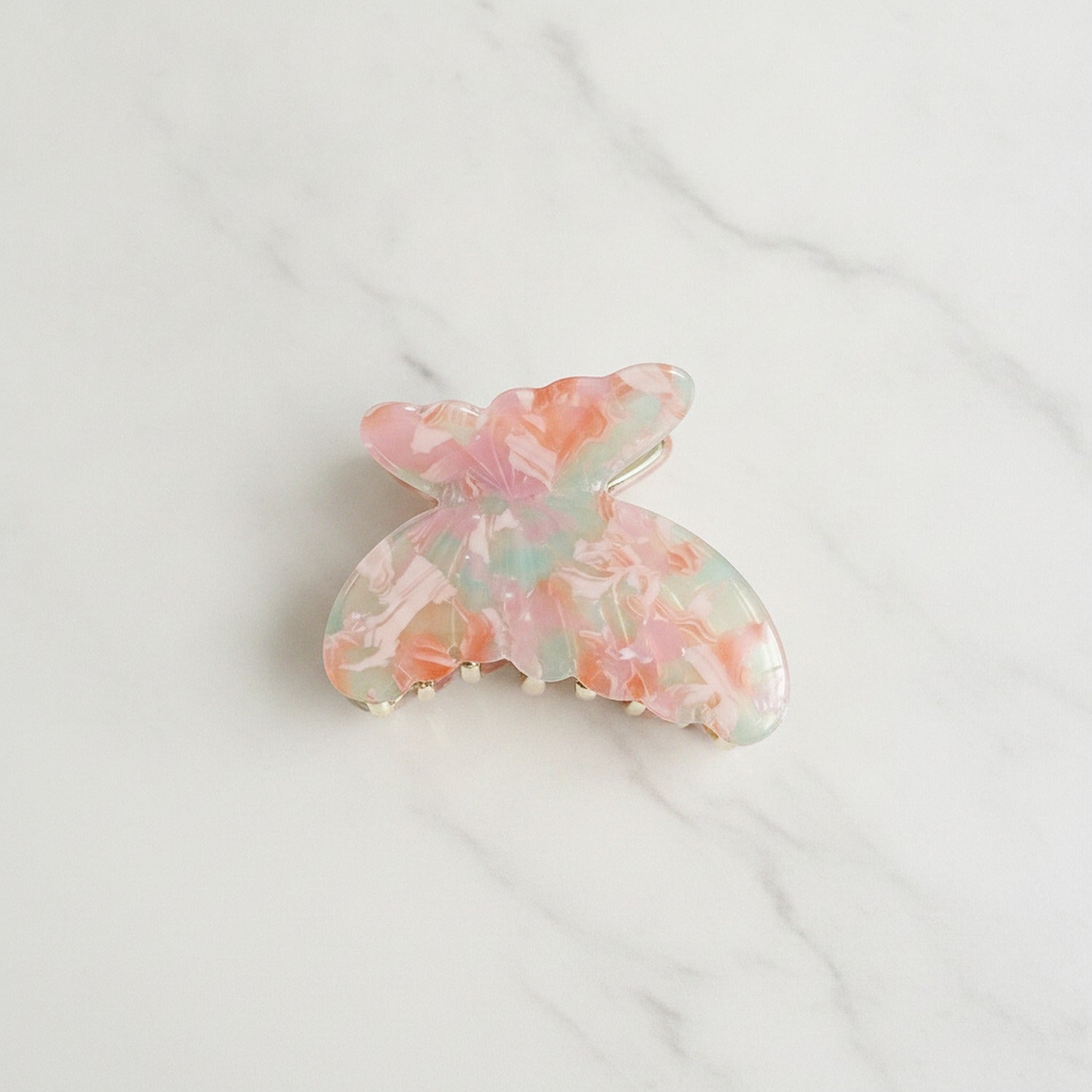 Marbled Butterfly Hair Claw Clip - Floral Pink 6.4cm