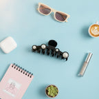 Pearl Hair Claw Clip - Black Hair Clip 12.5cm – hair accessories (view 3)