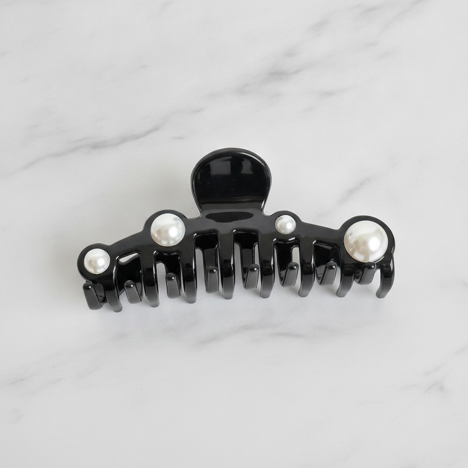 Pearl Hair Claw Clip - Black Hair Clip 12.5cm