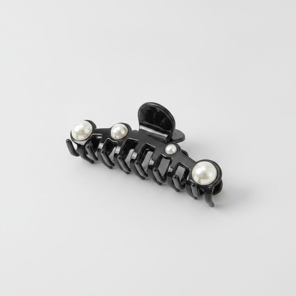 Pearl Hair Claw Clip - Black Hair Clip 12.5cm