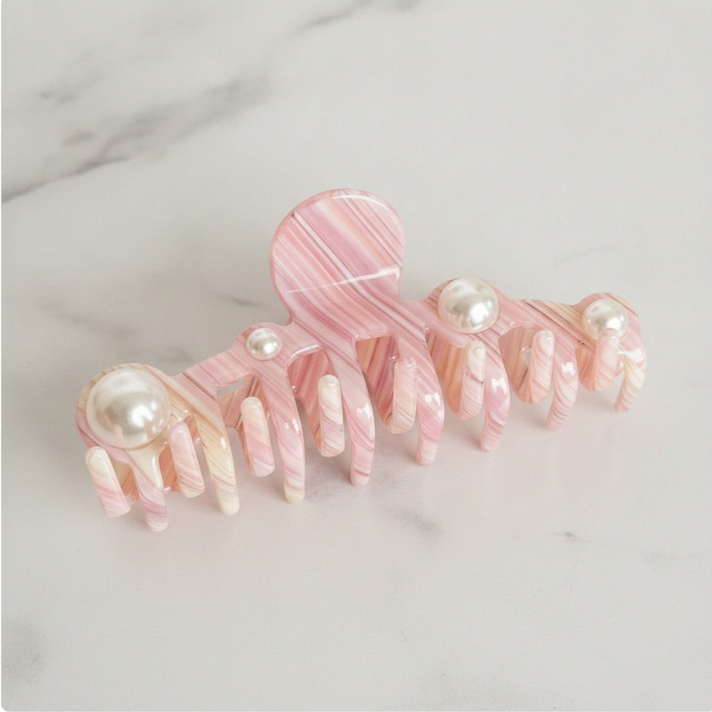 Pearl Hair Claw Clip - Pink 12.5cm