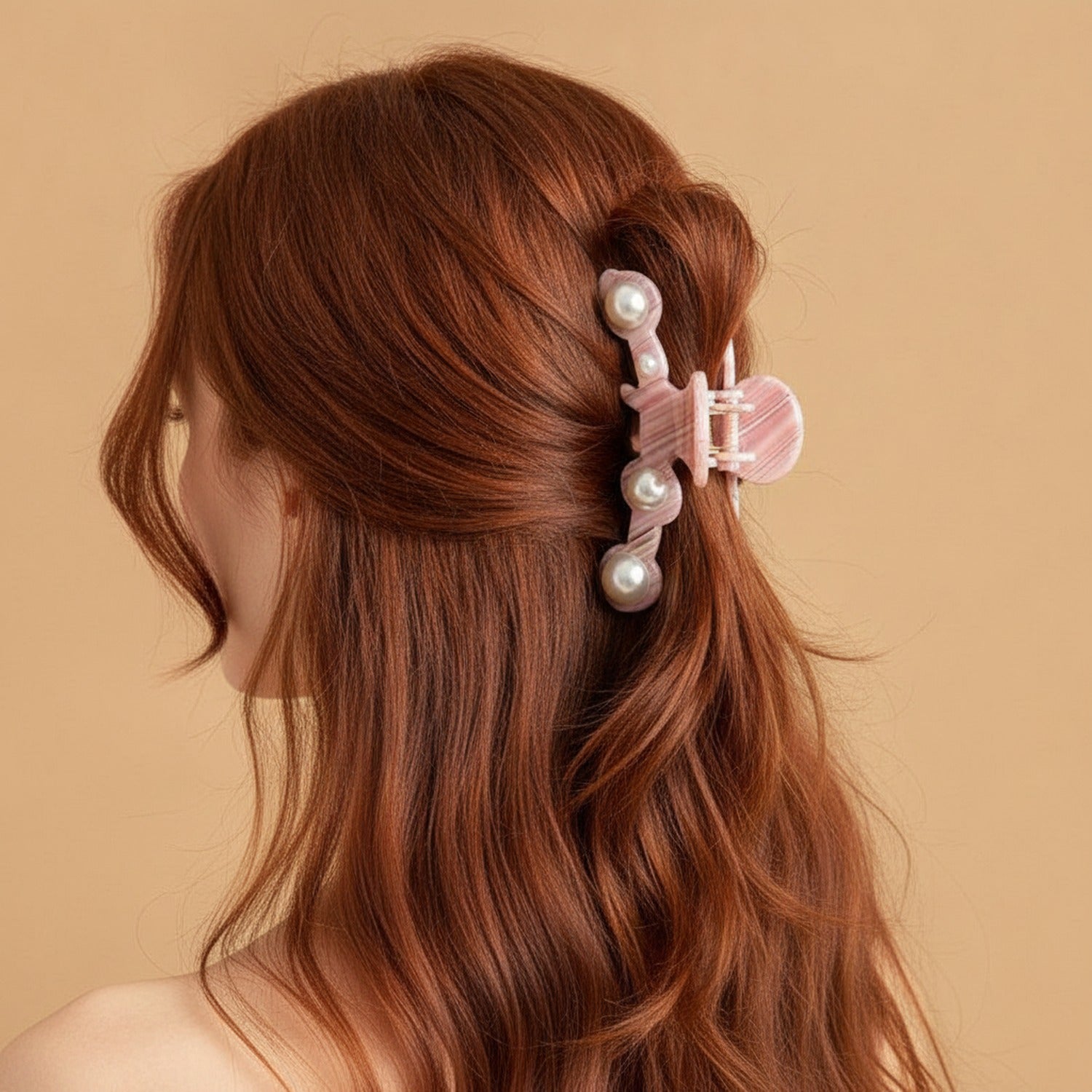 Pearl Hair Claw Clip - Pink 12.5cm