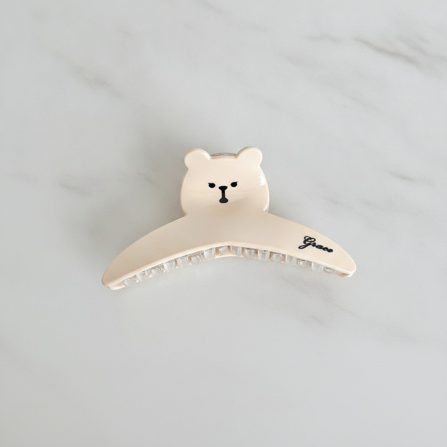 Cute Bear White Hair Claw Clip
