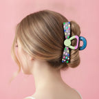 Colorful Beaded Hair Claw Clip With Hello Charm – hair accessories (view 2)