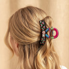 Tortoiseshell Heart Claw Clip With Rhinestone Charm – hair accessories (view 2)