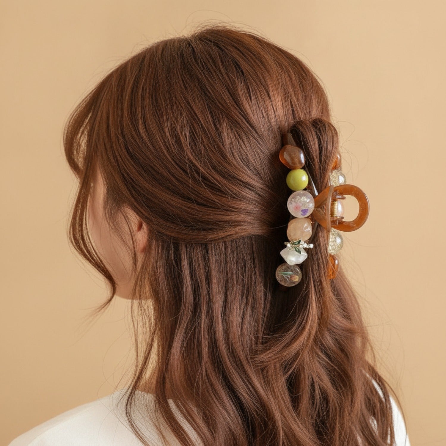 Beaded Flower Hair Claw Clip - Large 12.9cm
