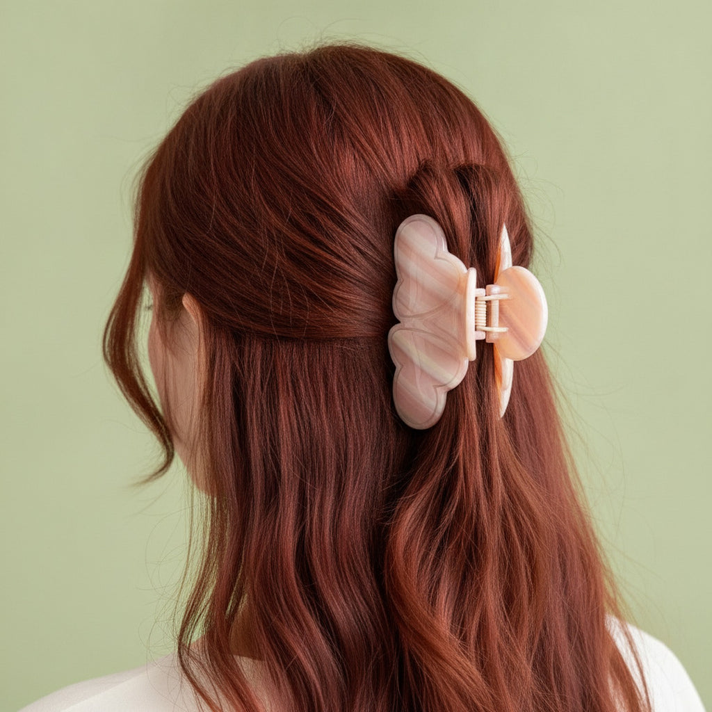 Pink Pearl Butterfly Hair Claw Clip – hair accessories (view 2)