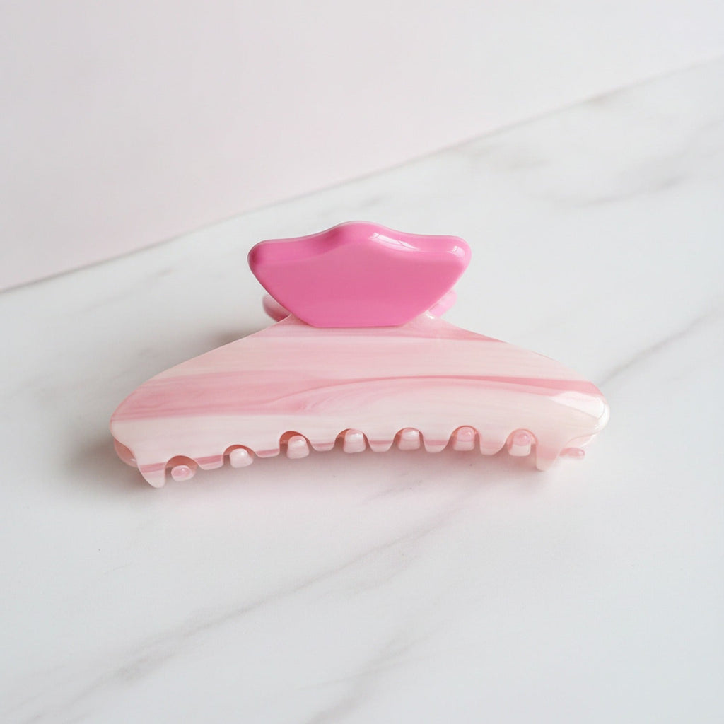 Claw Hair Clip With Beaded Details - Pink
