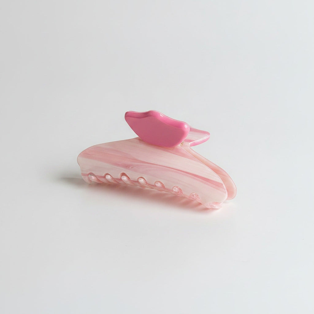 Claw Hair Clip With Beaded Details - Pink