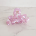 Flower Beaded Resin Hair Claw - Rainbow Purple 9.1cm