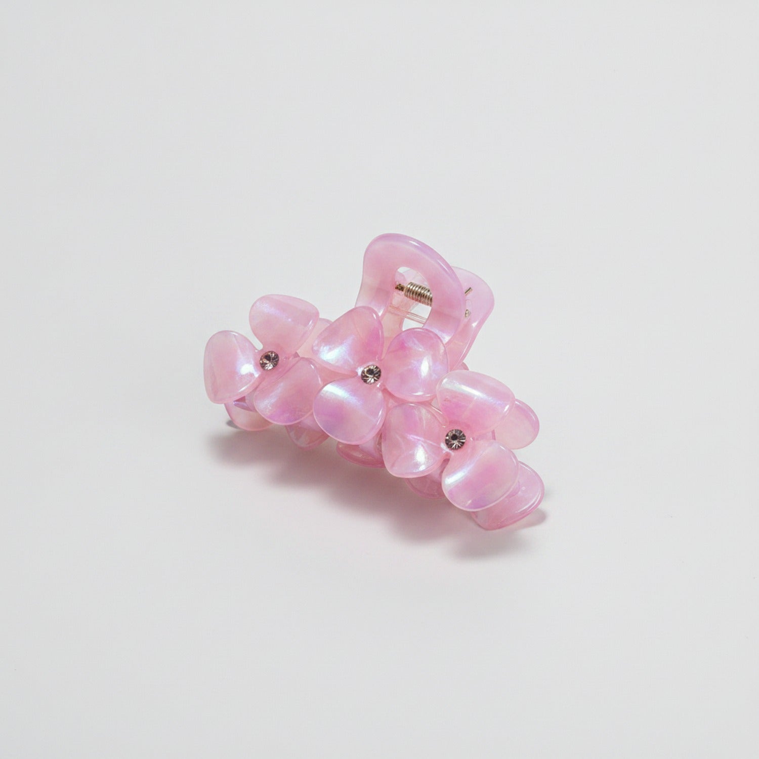 Flower Beaded Resin Hair Claw - Rainbow Purple 9.1cm