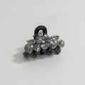 Flower Beaded Resin Hair Claw - Gray Black 9.1cm