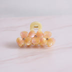 Flower Beaded Resin Hair Claw - Pink Yellow 9.1cm