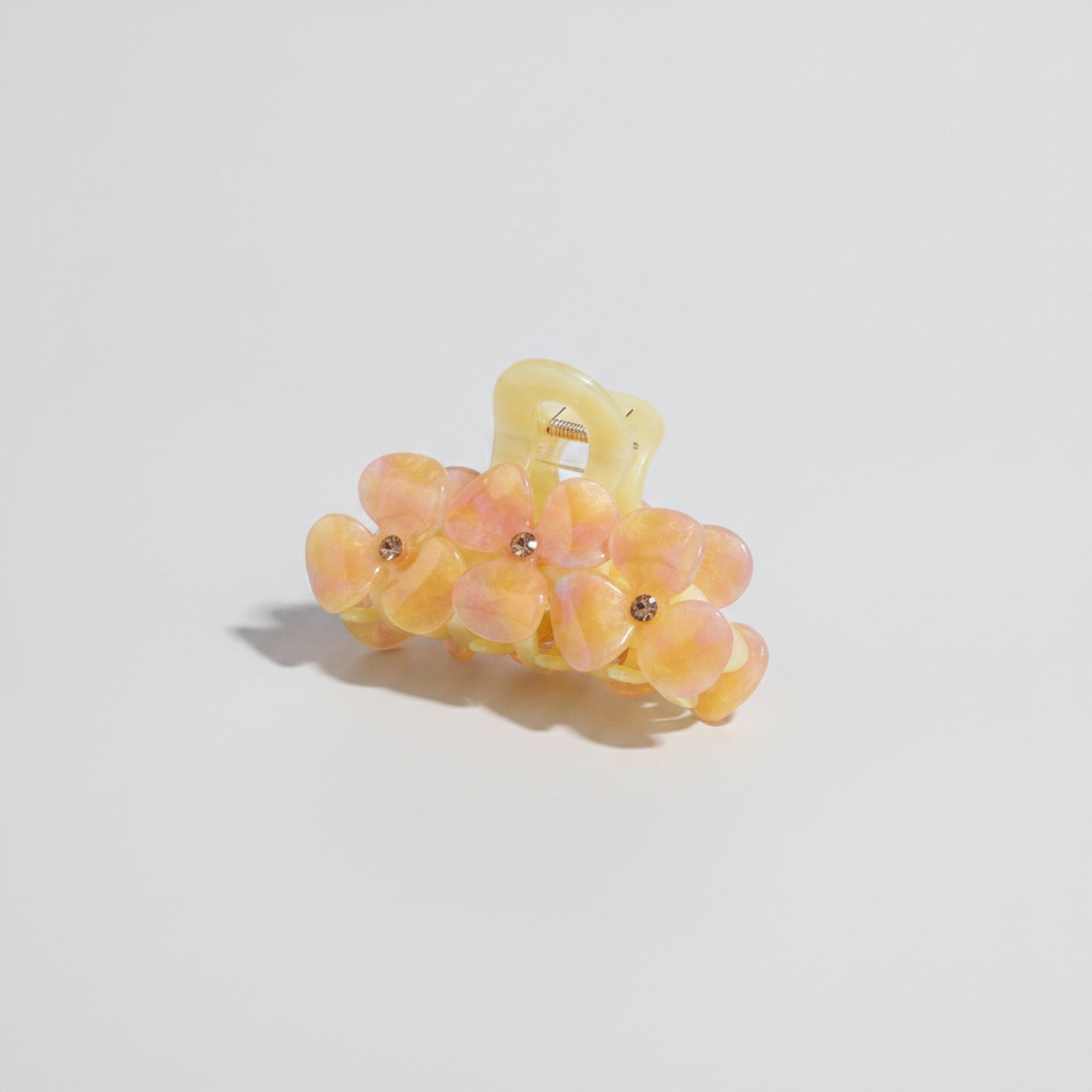 Flower Beaded Resin Hair Claw - Pink Yellow 9.1cm