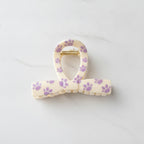 Paw Print Hair Claw Clip - Beige Bow Knot
