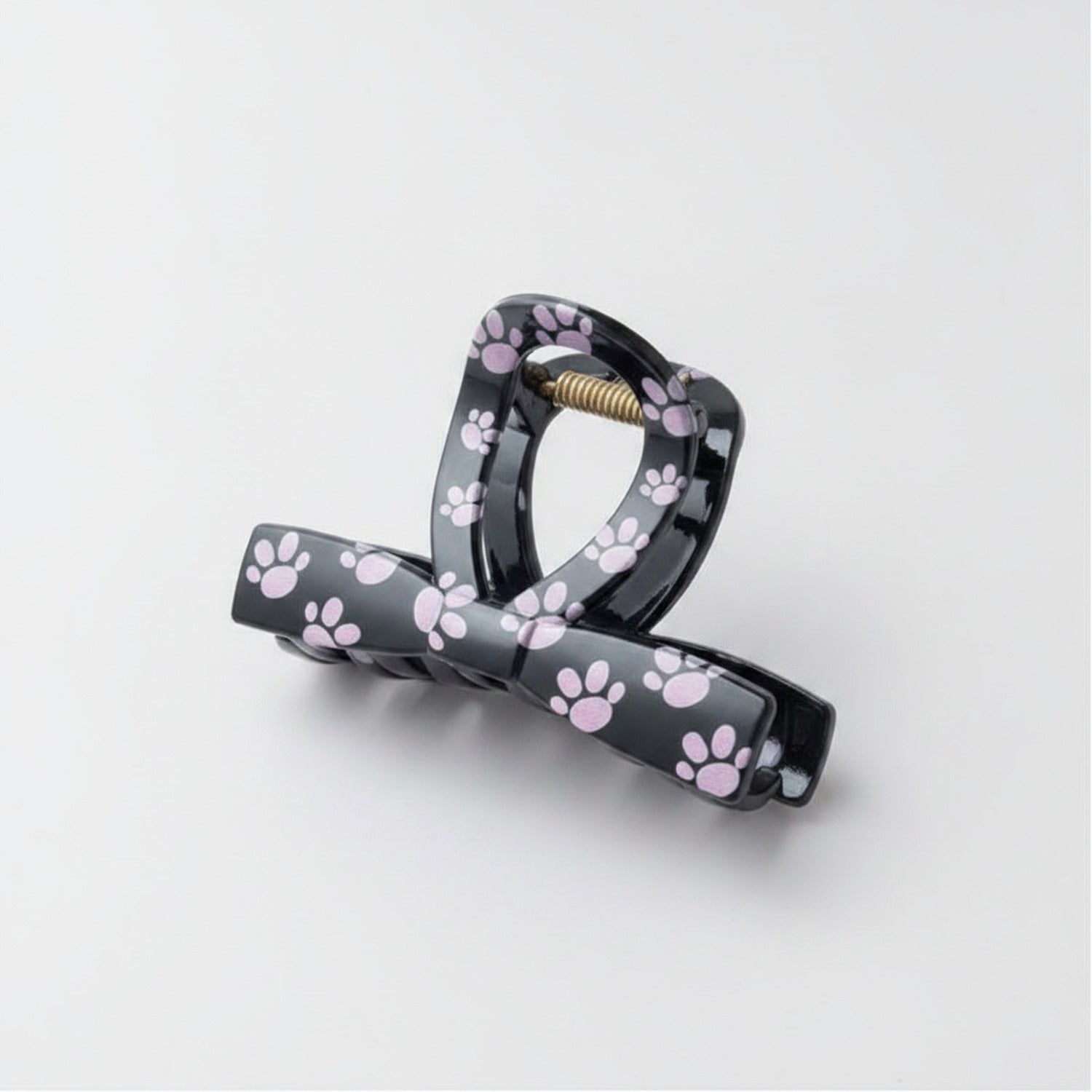 Paw Print Hair Claw Clip - Black Bow