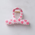 Paw Print Hair Claw Clip - Pink Bow