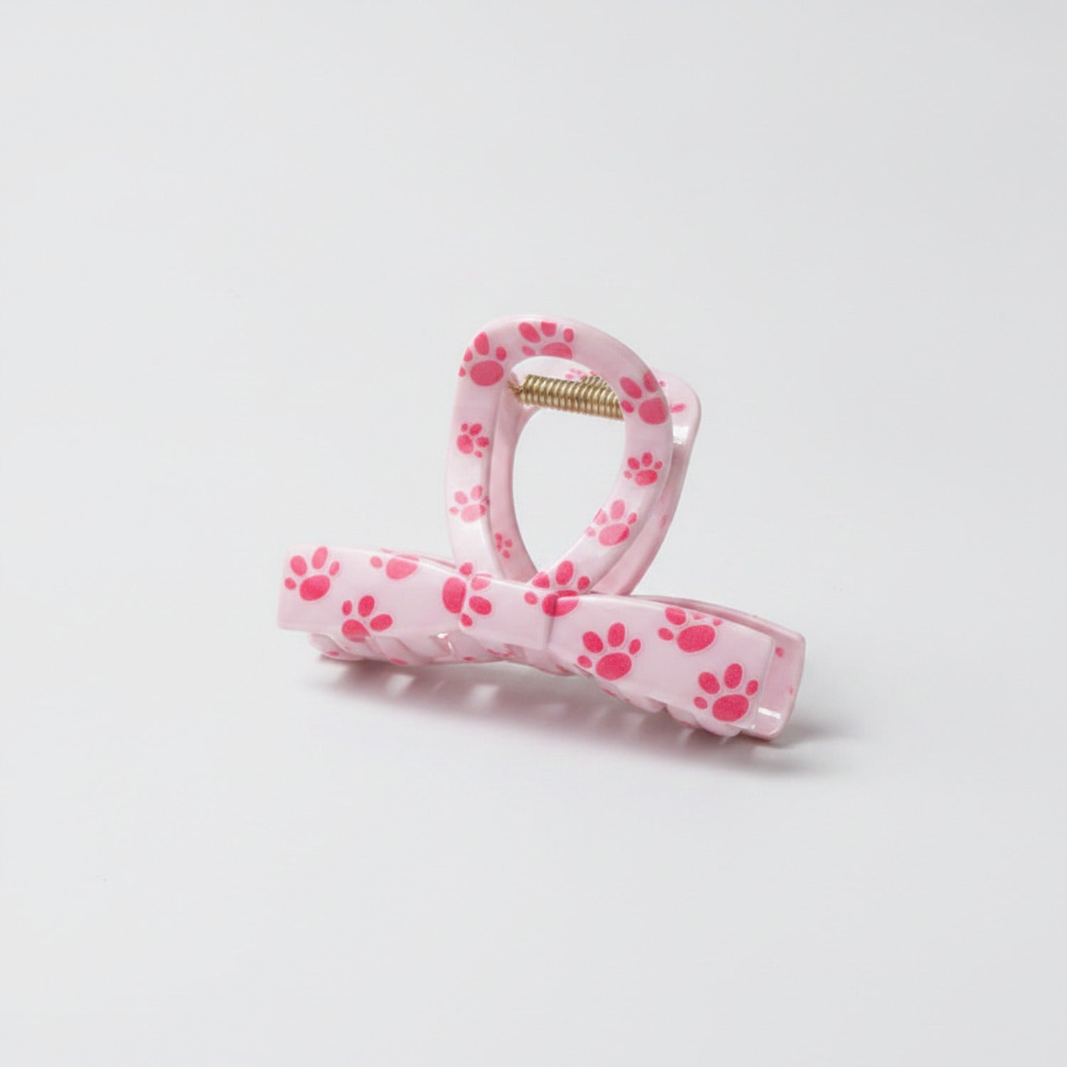 Paw Print Hair Claw Clip - Pink Bow
