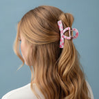 Paw Print Hair Claw Clip - Pink Bow