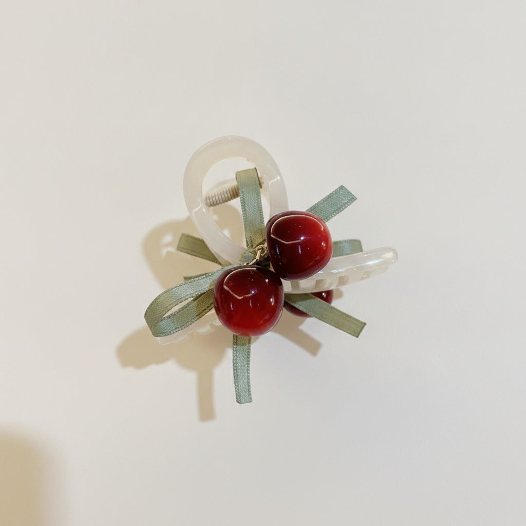 Cherry Ribbon Hair Claw Clip – hair accessories (view 1)