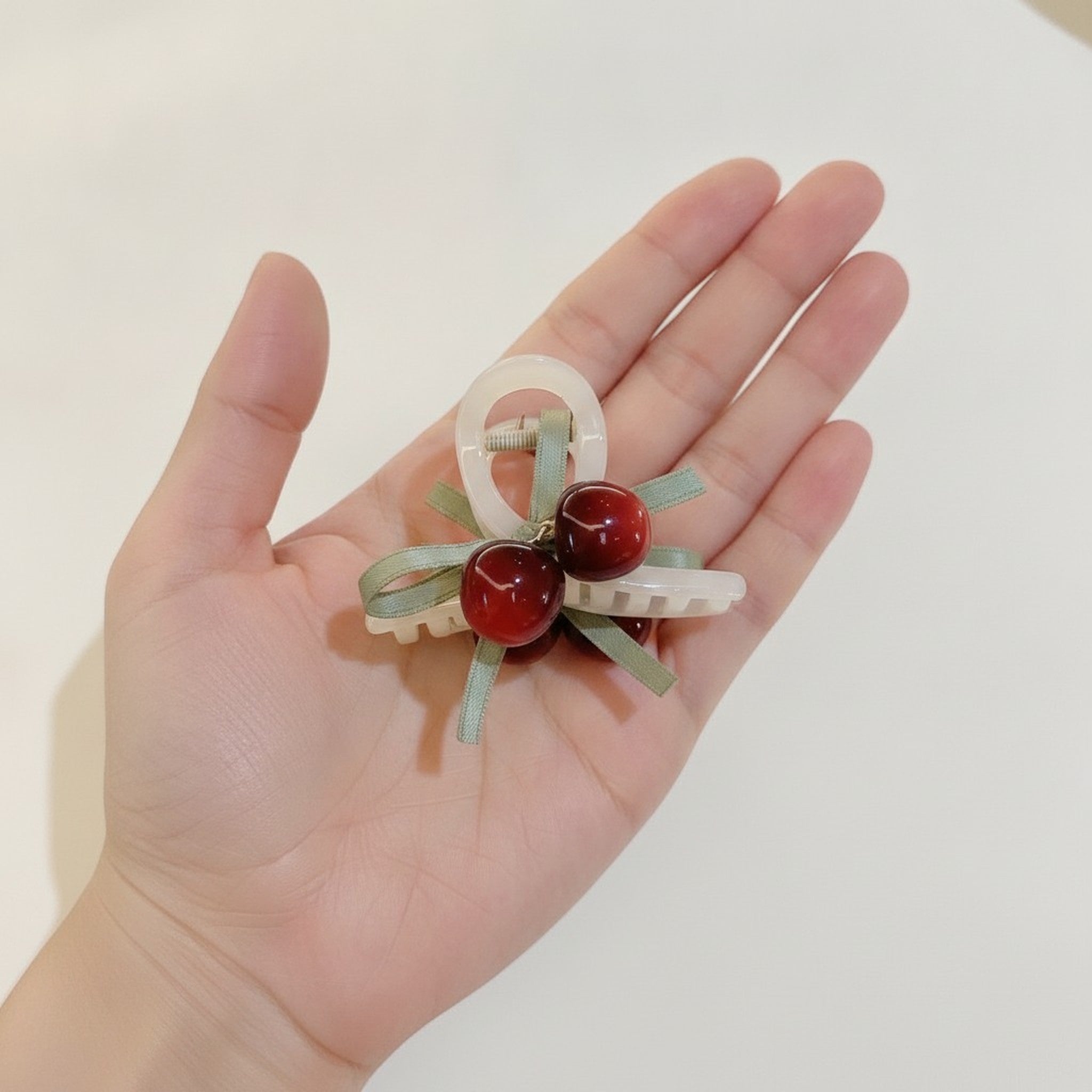 Cherry Ribbon Hair Claw Clip – hair accessories (view 4)