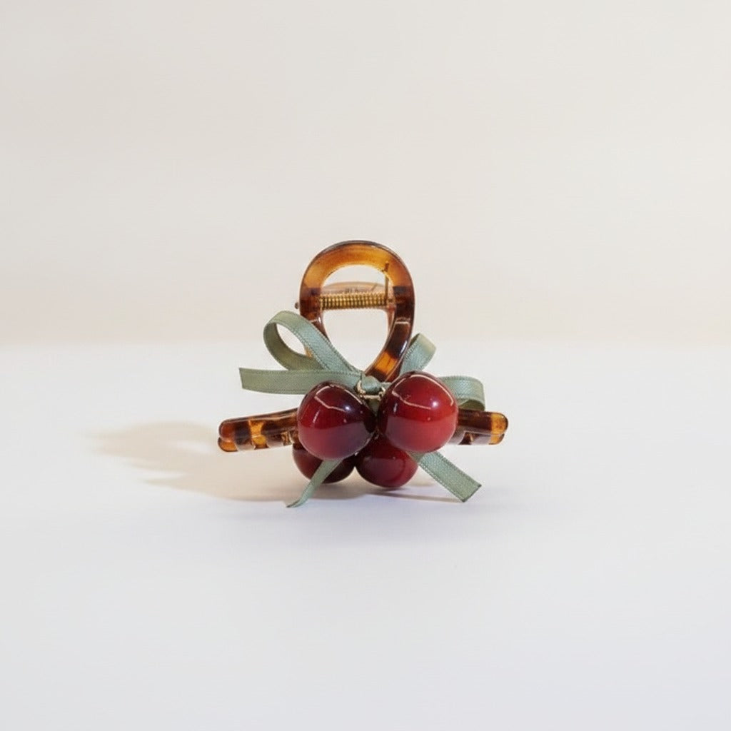 Cherry Ribbon Hair Claw Clip – hair accessories (view 2)