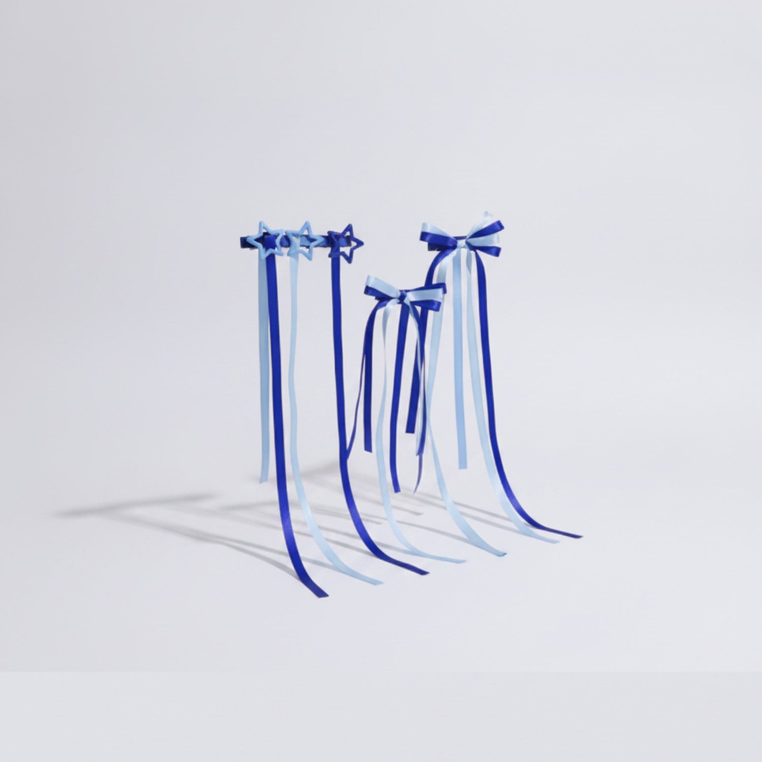 Star & Bow Hair Clip Set - Dual Blue
