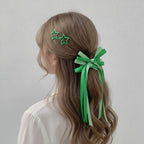 Star & Bow Hair Clip Set - Dual Green – hair accessories (view 3)